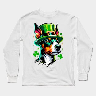 Manchester Terrier Celebrating Saint Patrick's Day Long Sleeve T-Shirt